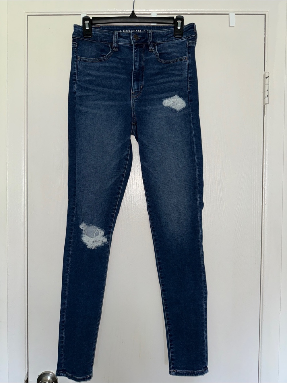 American Eagle Outfitters Dark Indigo Distressed Skinny Jeans